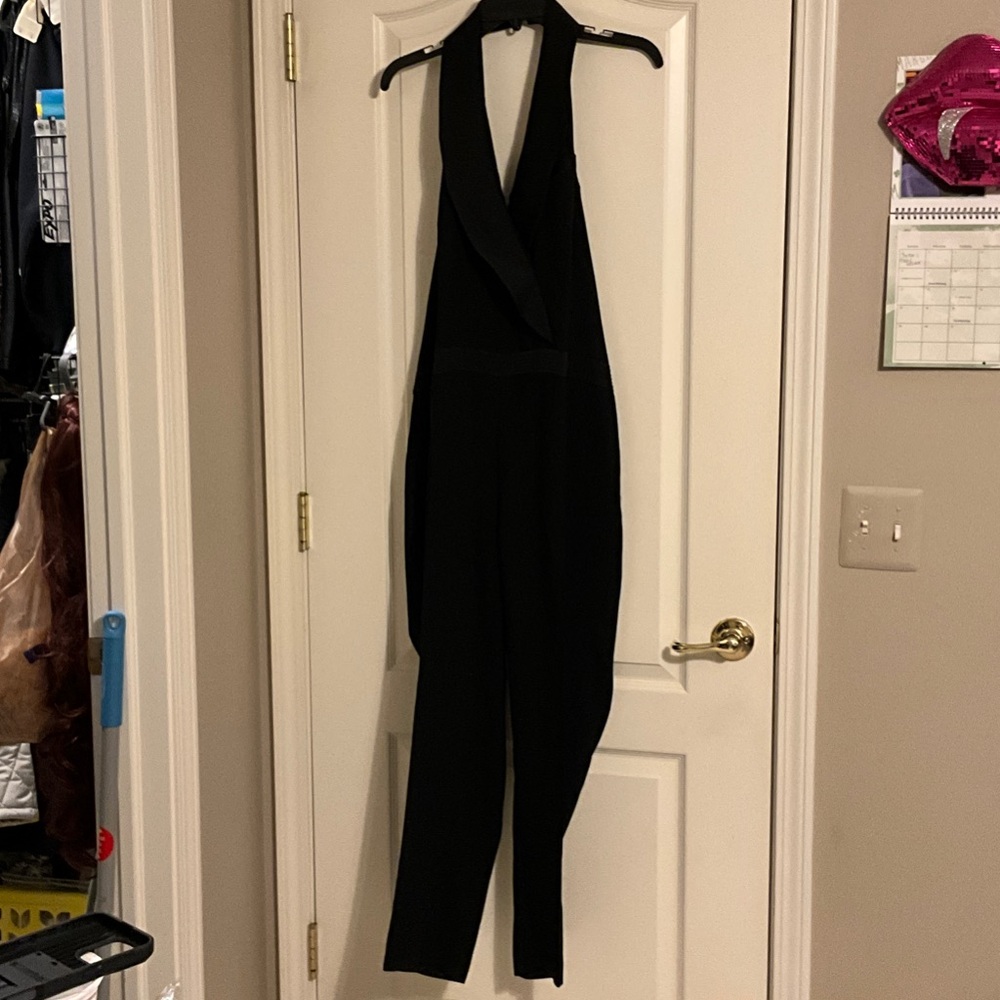 Ann Taylor Black Halter Jumpsuit with V-Neck